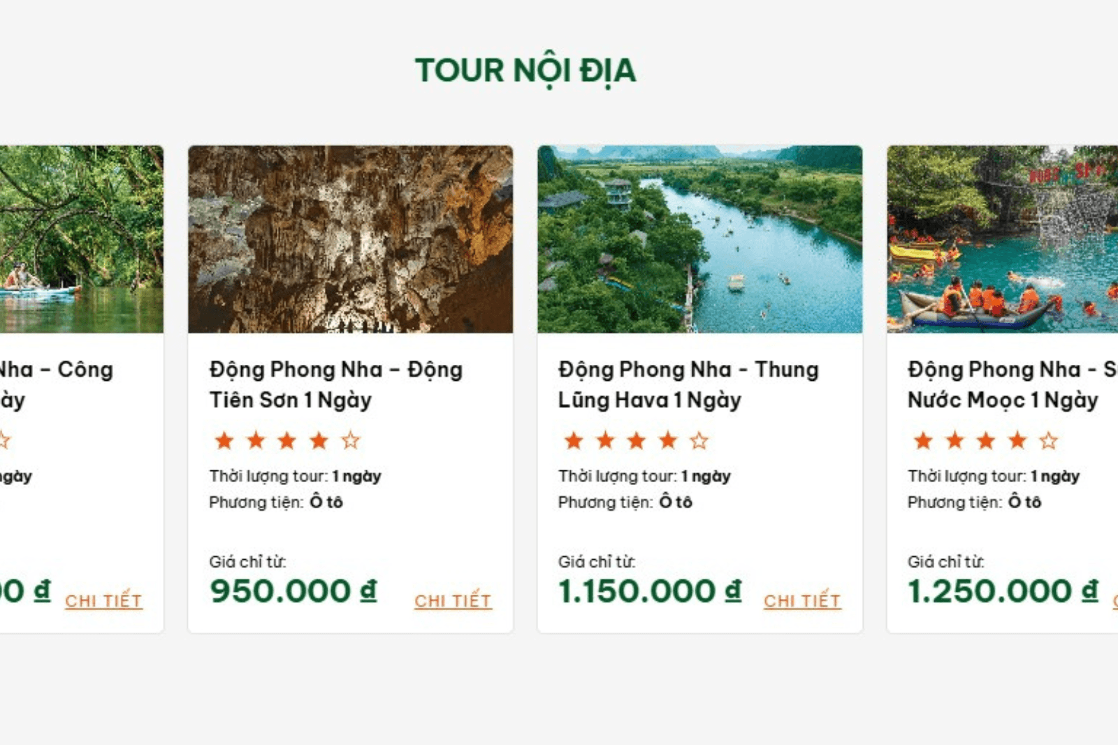 Chương trình du lịch được thiết kế dựa trên mức giá 