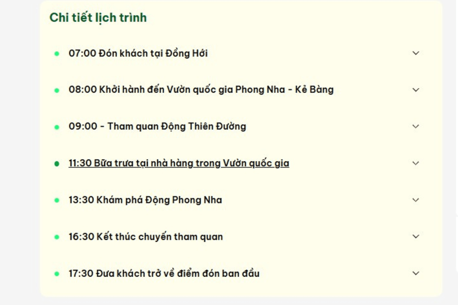 Lịch trình tour rõ ràng 