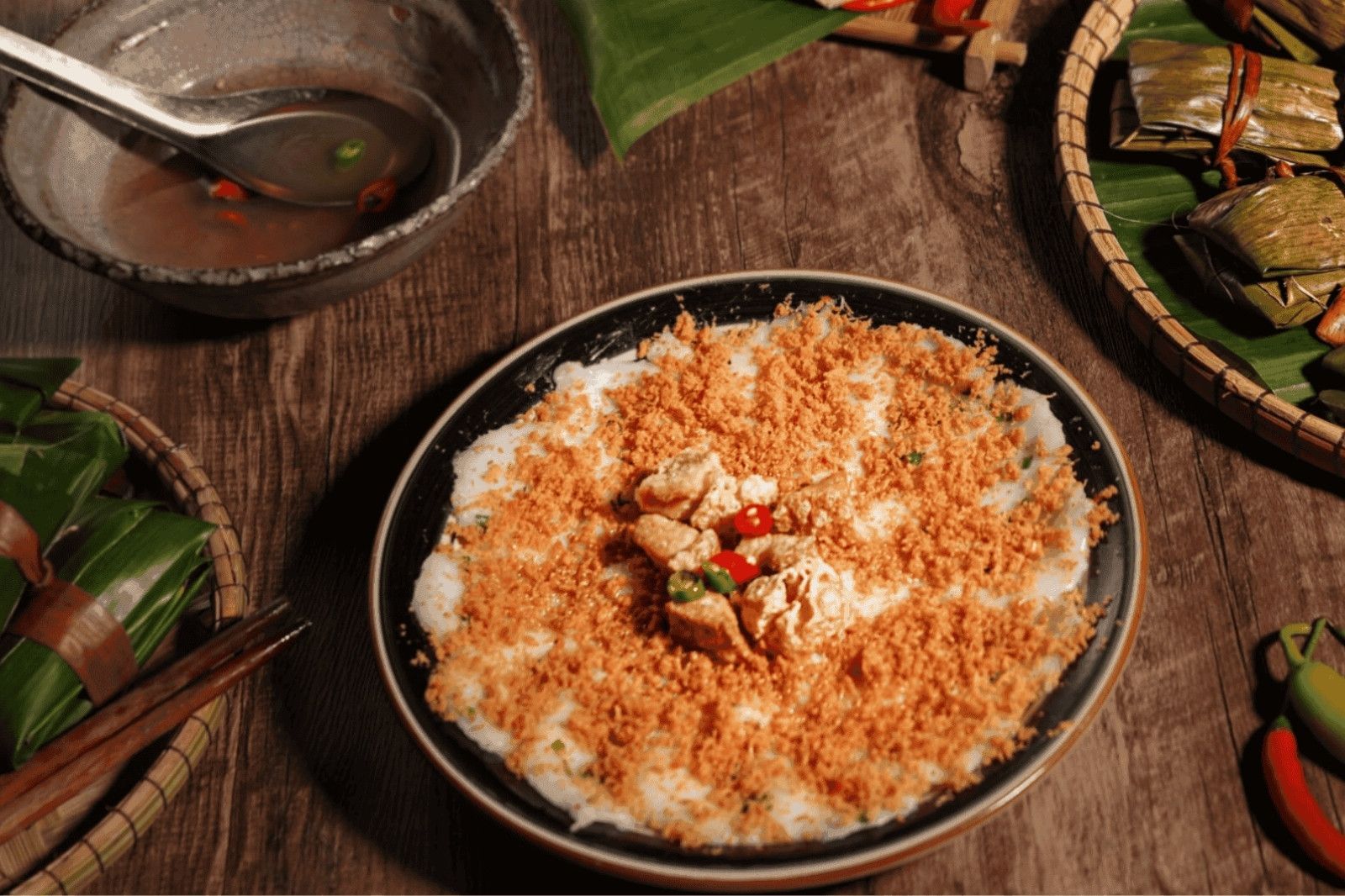 Món bánh bèo tôm cháy quen thuộc của người Quảng Bình