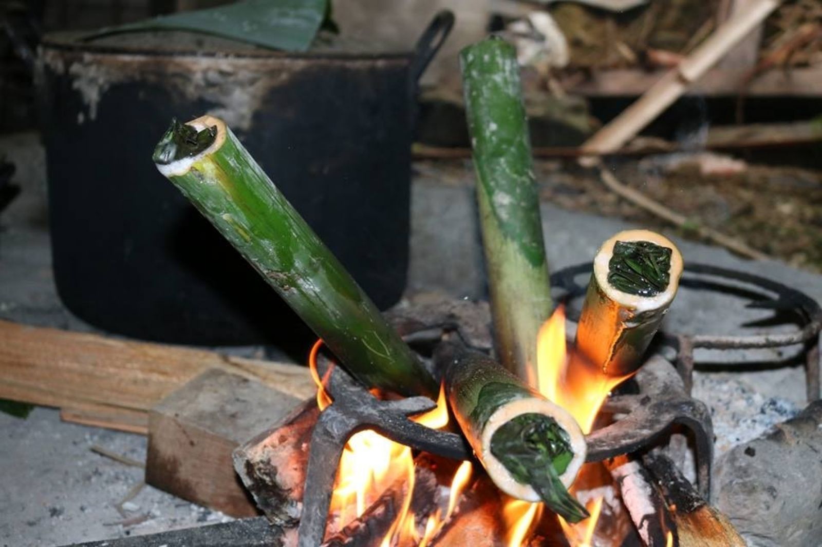 Những ống cơm lam trên bếp lửa