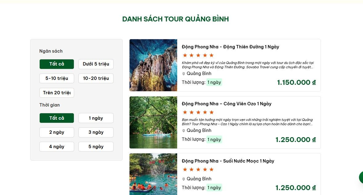 Tham khảo các tour du lịch Quảng Bình của Sovaba Travel 