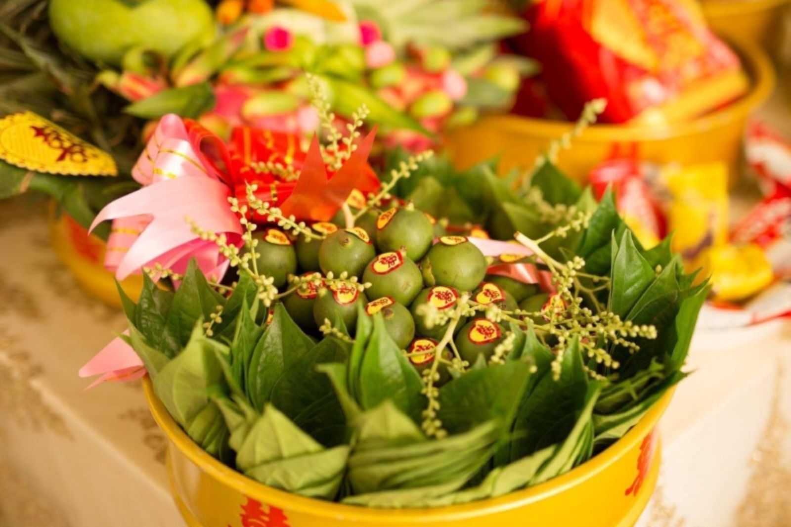 Trầu cau xuất hiện trong mâm lễ cưới hỏi