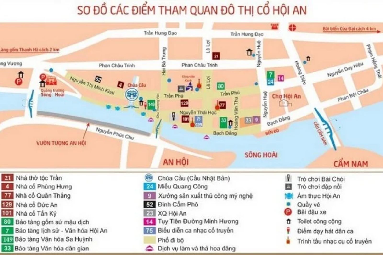 Sơ đồ các điểm tham quan phố cổ Hội An 
