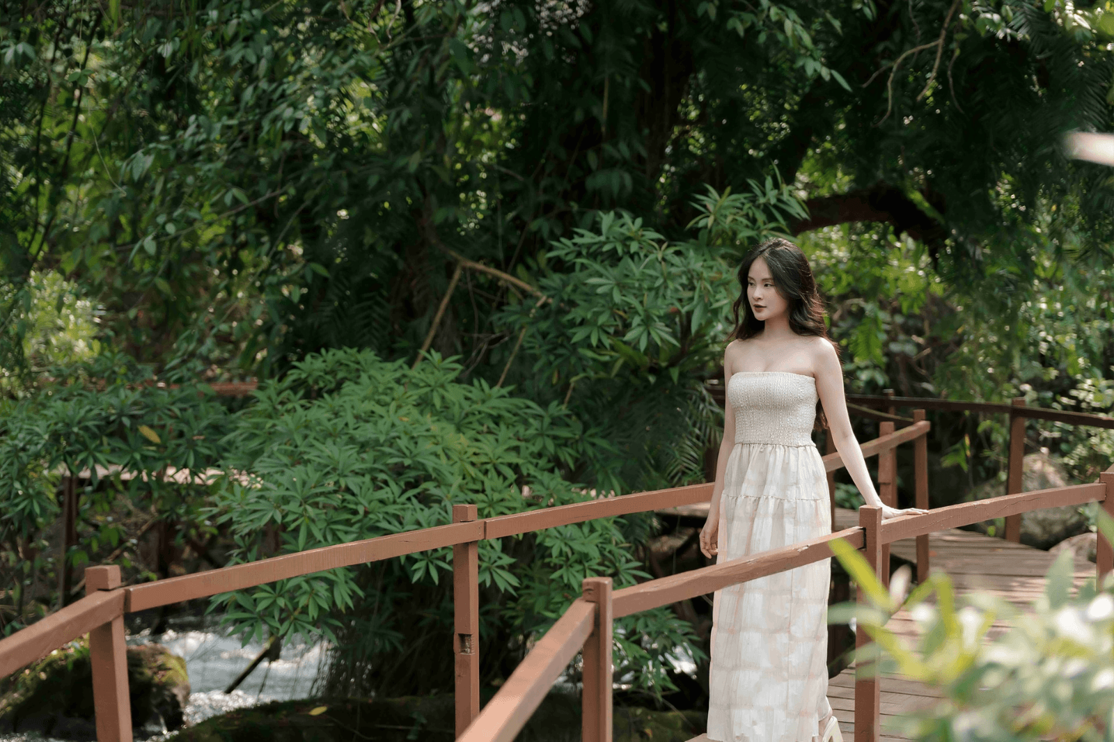 Đi bộ trên cầu gỗ 