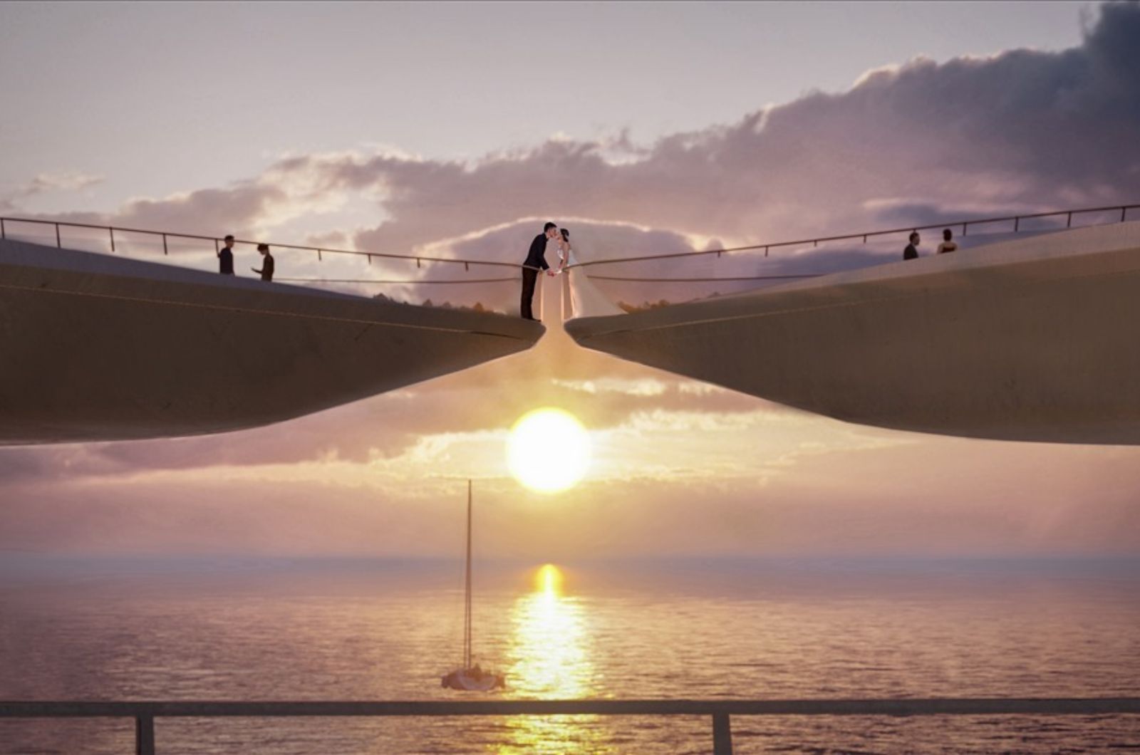 Du khách cần mua vé để tham quan cầu Hôn 