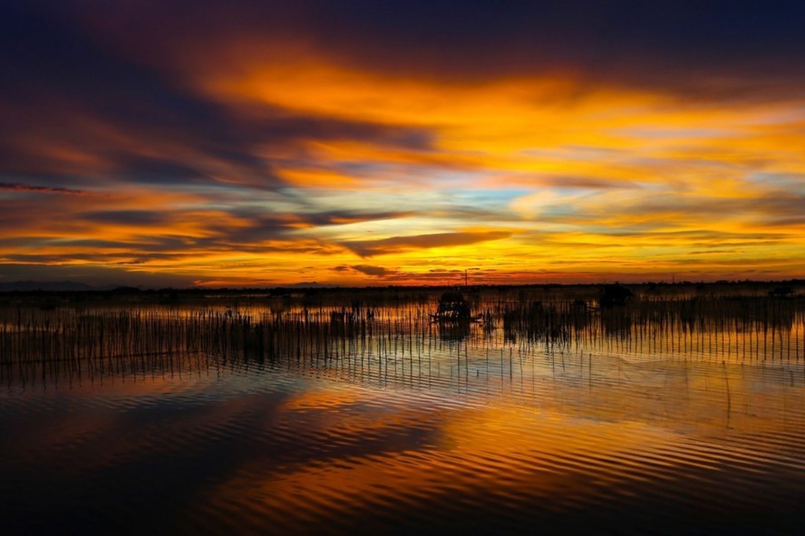 Hoàng hôn tuyệt đẹp trên phá Tam Giang  