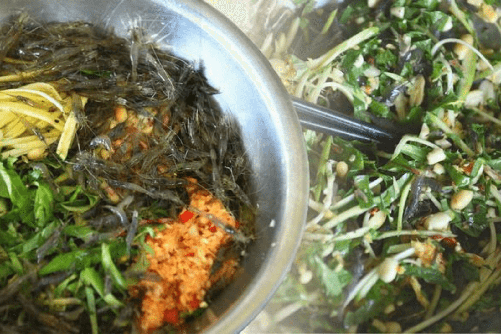 Món gỏi được làm từ tép sống