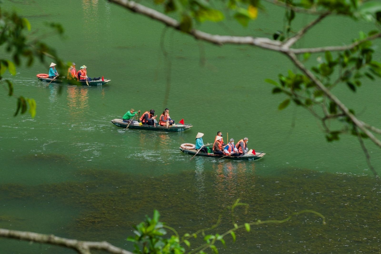 Ngồi thuyền ngắm cảnh ở Tràng An