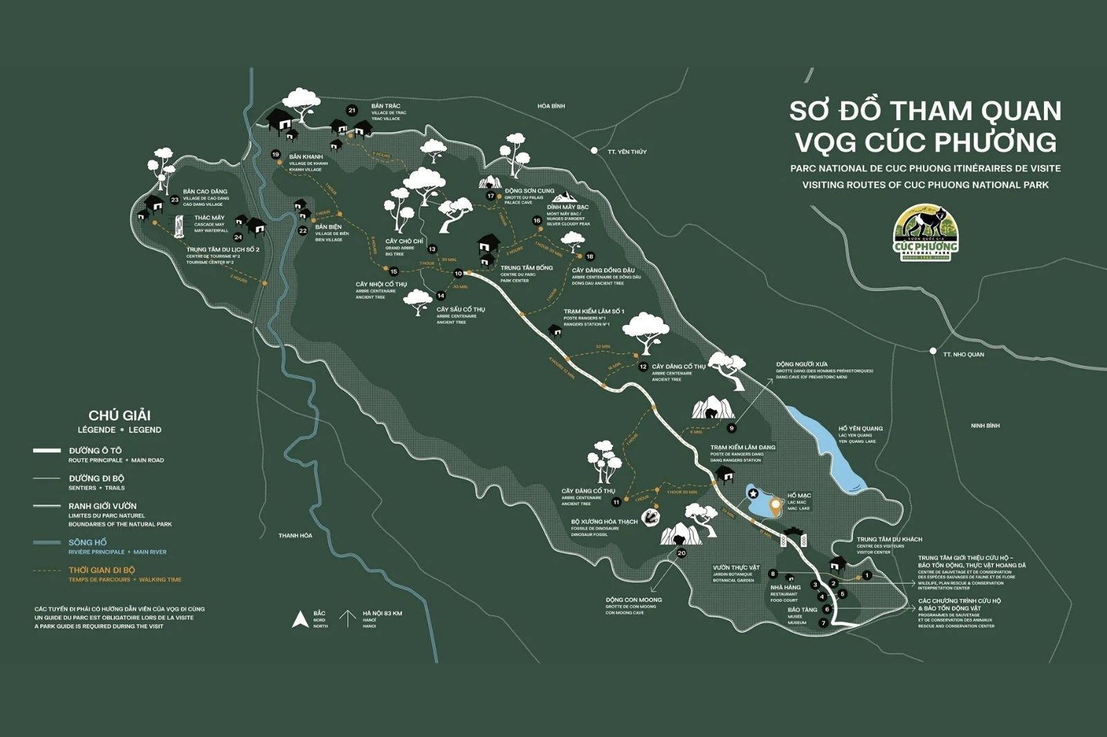 Sơ đồ tham quan Vườn quốc gia Cúc Phương 