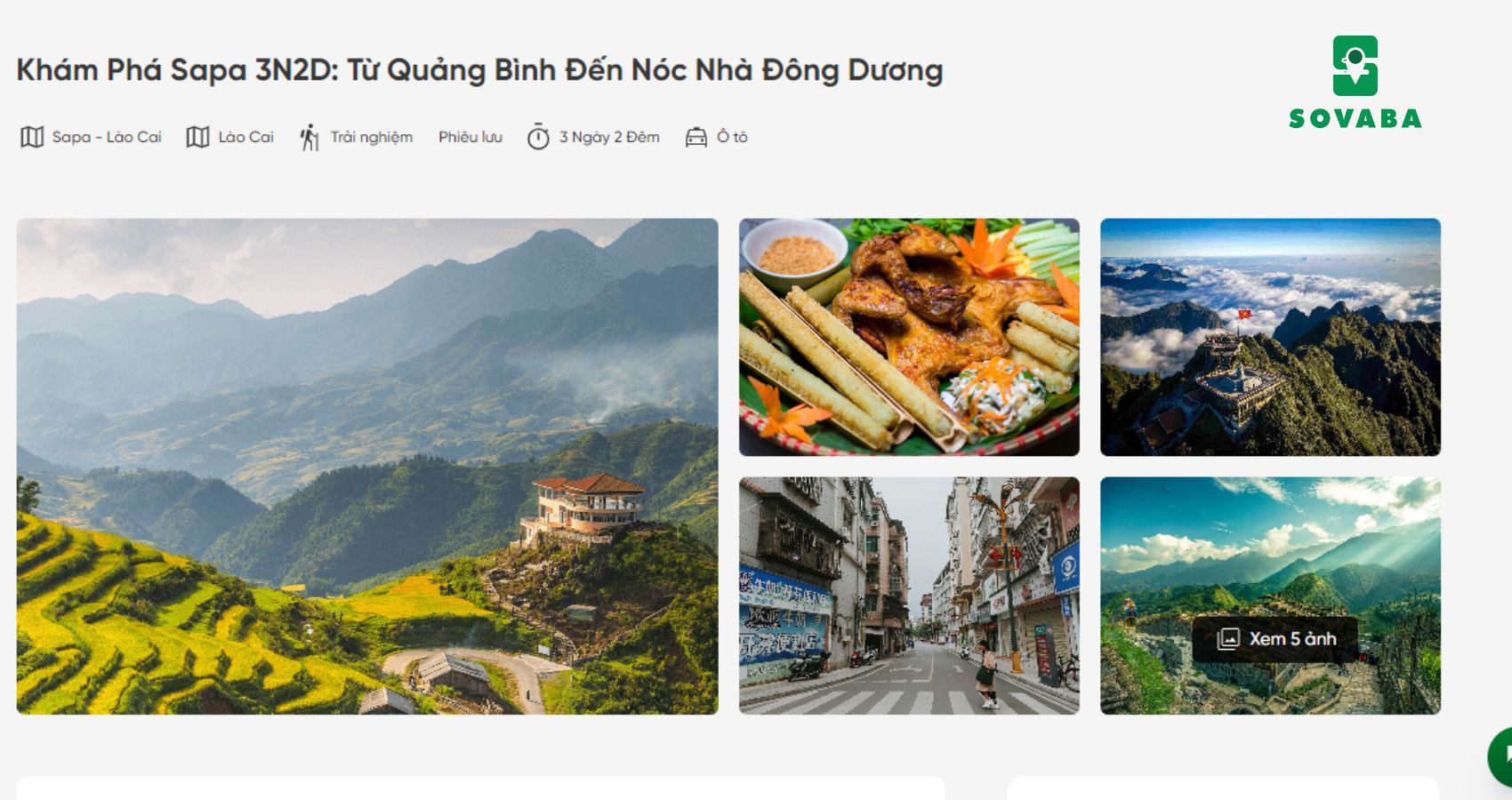 Tour du lịch Sapa 3 ngày 2 đêm từ Quảng Bình tại website của Sovaba Travel.