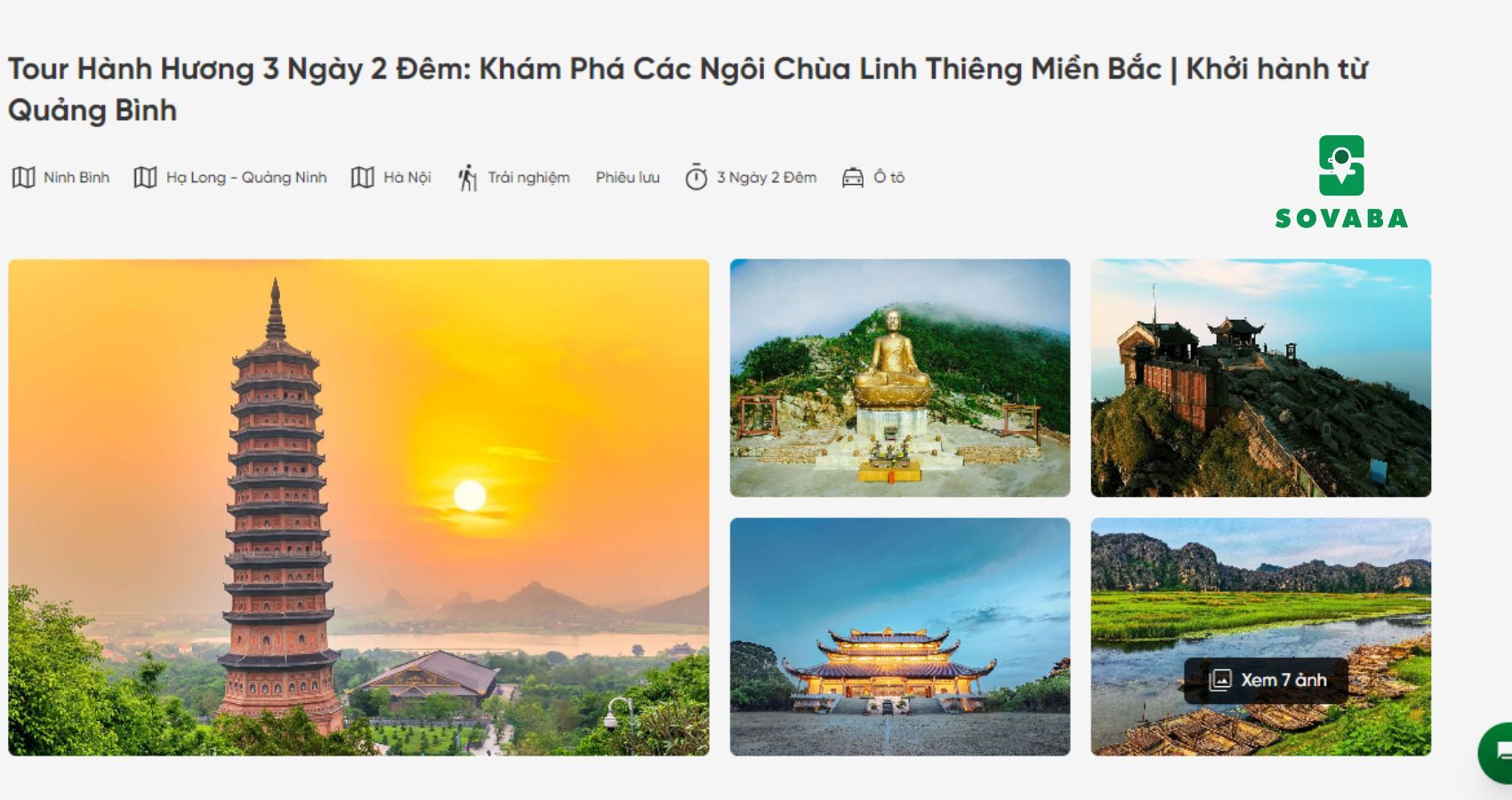 Tour Hành Hương Tâm Linh Miền Bắc xuất phát từ Quảng Bình tại website của Sovaba Travel.