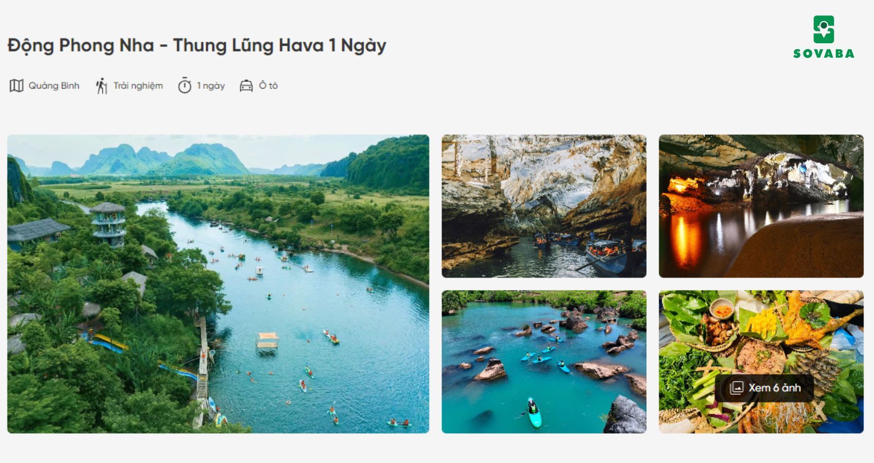 Chương trình tour du lịch Quảng Bình 1 ngày tại website của Sovaba Travel.